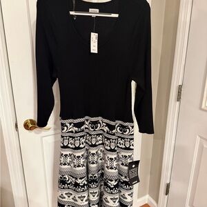 Laundry By Shelli Segal Black and White Long Sleeve Dress